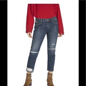 NWT Current Elliott Fling Plaid Patch Boyfriend Jean SZ 32